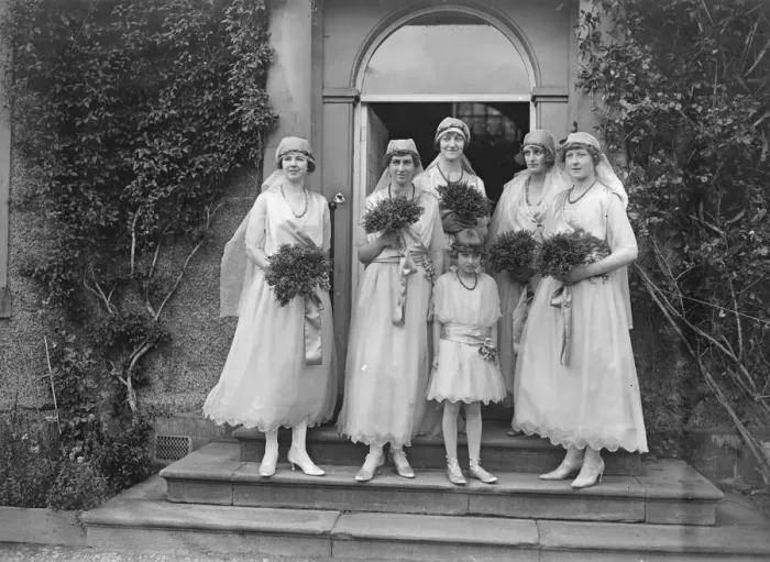 Framed Print : Bishop of Kingston married to the Hon Elaine Orde Powlett at Wensley. The bridesmaids Framed Print : Bishop of Kingston married to the Hon Elaine Orde Powlett at Wensley. The bridesmaids