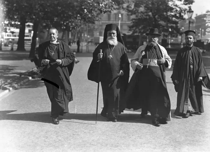 Framed Print : Bishops conference in London. The Bishop of Alexandria ( with staff )