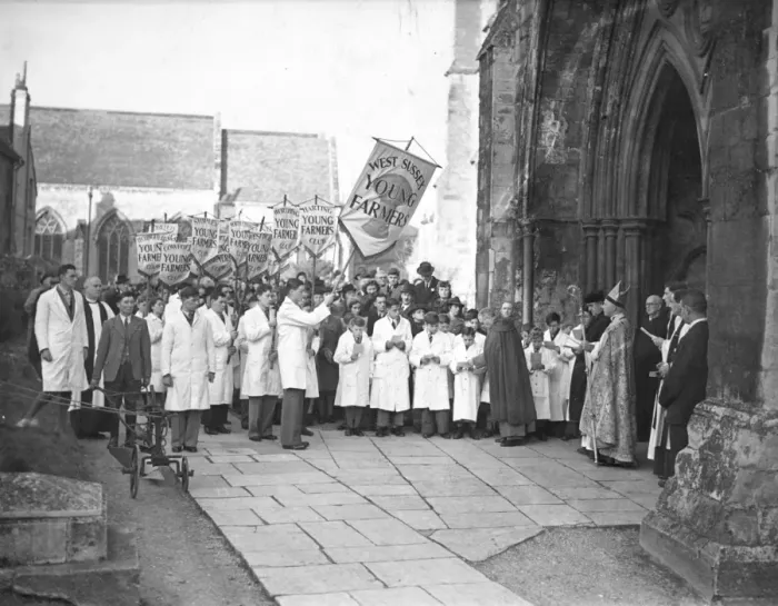 Framed Print : Blessing the plough at Chichester Cathedral. The ancient ceremony of blessing