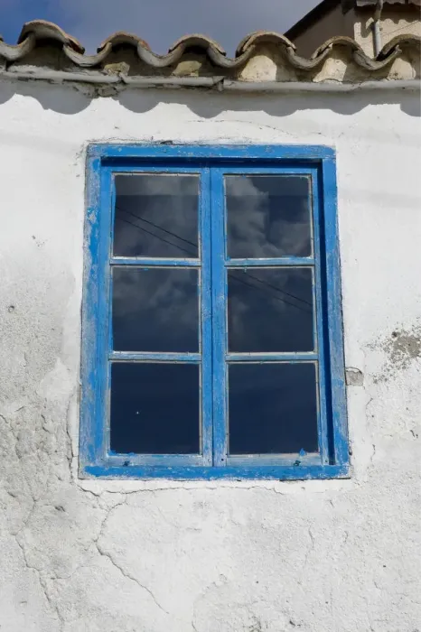 Framed Print : Blue framed window in white wall of Greek Cypriot house credit: Marie-Louise Avery Framed Print : Blue framed window in white wall of Greek Cypriot house credit: Marie-Louise Avery