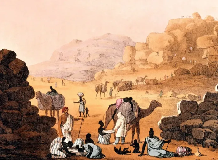 Framed Print : Blue Nile - A Slave Caravan by G. F. Lyon (1821) from Narrative of Travels in N