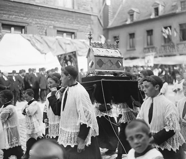 Boulogne France, Procession of our lady of Boulogne Choir boys carrying holy relics 22