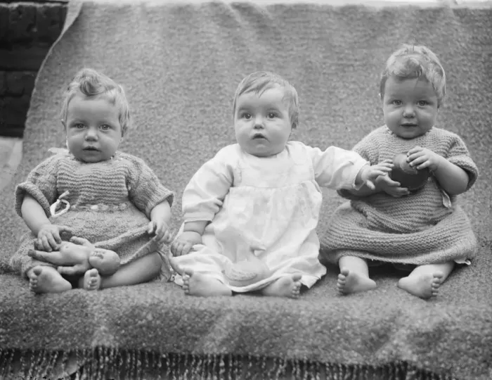 Framed Print : Bow triplets awarded consolation prize in Empire Baby Competition. A consolation