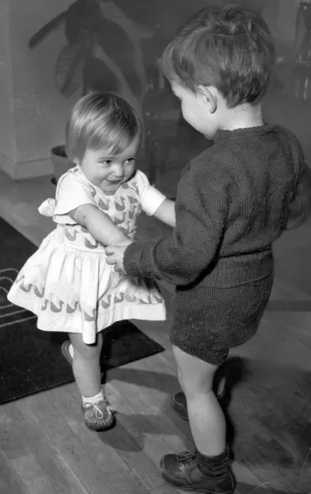 Framed Print : Boy and girl toddlers playing together dancing partners dance / dancing / party season Framed Print : Boy and girl toddlers playing together dancing partners dance / dancing / party season