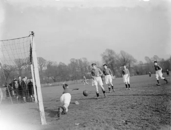 Framed Print : Boys football match in Dartford, Kent. North Kent and District versus Northfleet Framed Print : Boys football match in Dartford, Kent. North Kent and District versus Northfleet