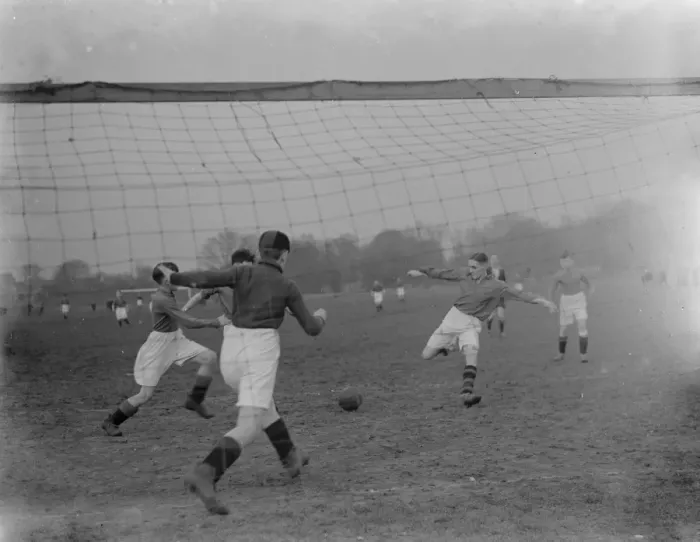 Framed Print : Boys football match in Dartford, Kent. North Kent and District versus Northfleet Framed Print : Boys football match in Dartford, Kent. North Kent and District versus Northfleet