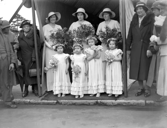 Framed Print : Brides maids at Smith and Robinson wedding at St Nieh Chislehurst, Kent. 1934 Framed Print : Brides maids at Smith and Robinson wedding at St Nieh Chislehurst, Kent. 1934