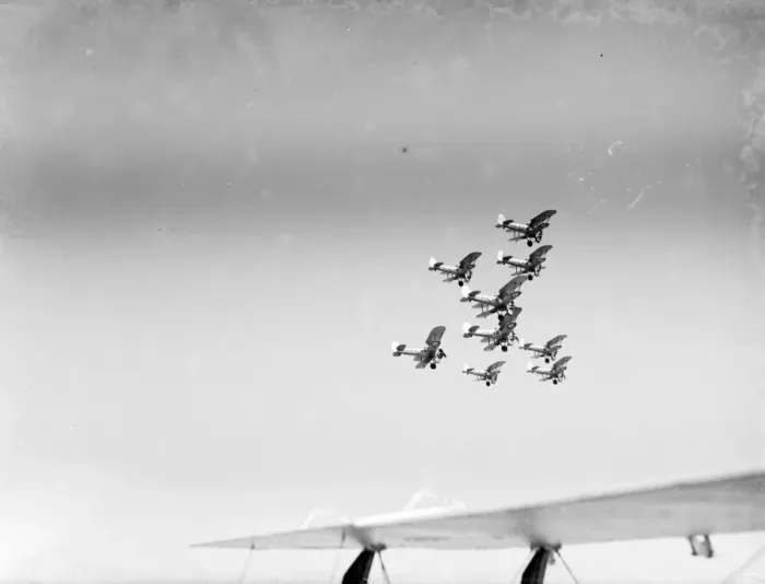 Framed Print : Bristol Bulldogs fighters of No 32 Squadron in formation flying over Biggin Hill Framed Print : Bristol Bulldogs fighters of No 32 Squadron in formation flying over Biggin Hill