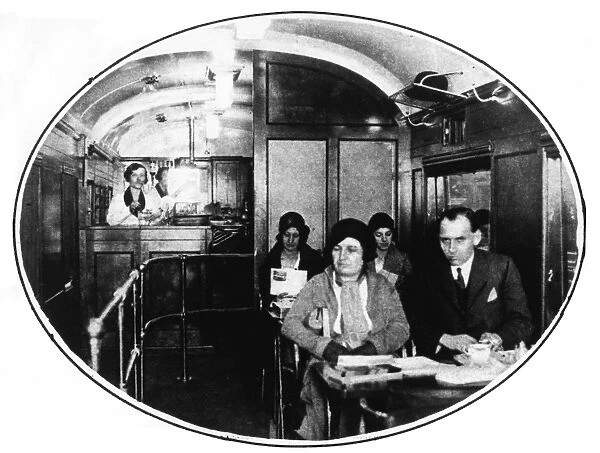 Britains first railway buffet car, introduced by the LMS on Euston-Nottingham route