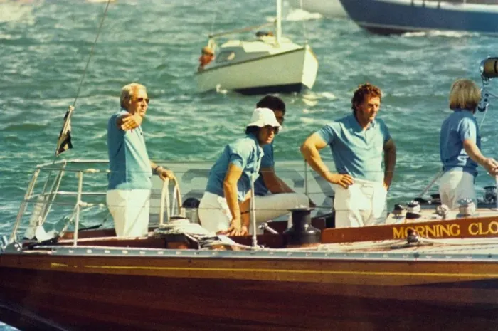 Framed Print : Britains Prime Minister Edward Heath at the helm of his sloop Morning Cloud off Cowes