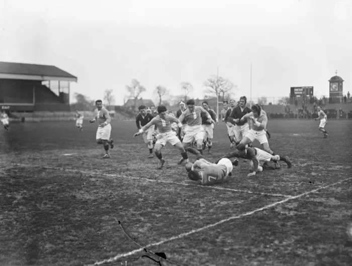 Framed Print : British army versus French Army at rugby at Twickenham A French forward brought Framed Print : British army versus French Army at rugby at Twickenham A French forward brought
