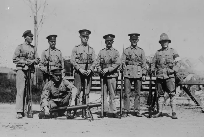 Framed Print : British Marines in Shanghai. An outpost picket of British Royal Marines. On left Framed Print : British Marines in Shanghai. An outpost picket of British Royal Marines. On left