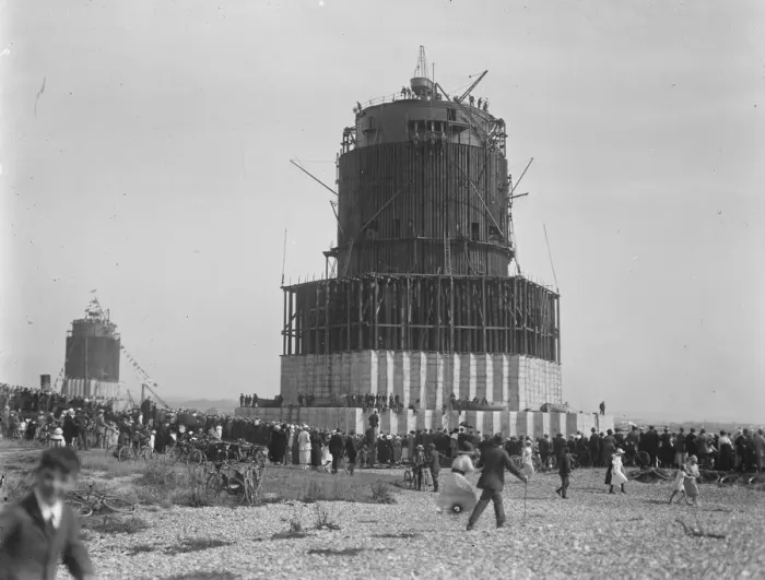 Framed Print : British Navys Mysterious tower ship launched at Shoreham on Sunday The tower Framed Print : British Navys Mysterious tower ship launched at Shoreham on Sunday The tower