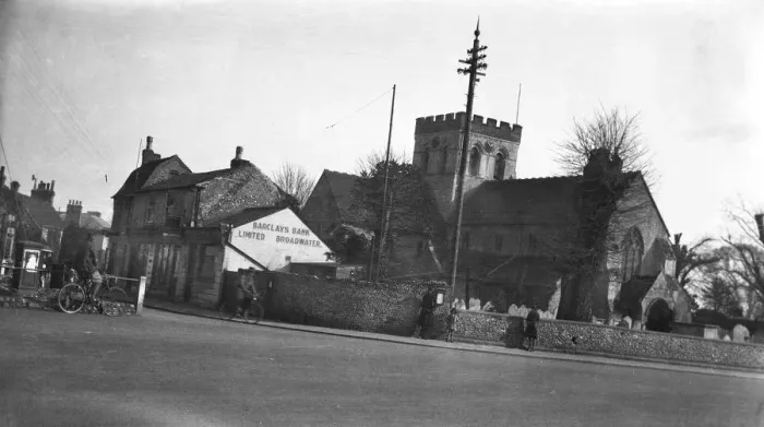 Framed Print : Broadwater Parish Church, near Worthing, West Sussex. 14 March 1931
