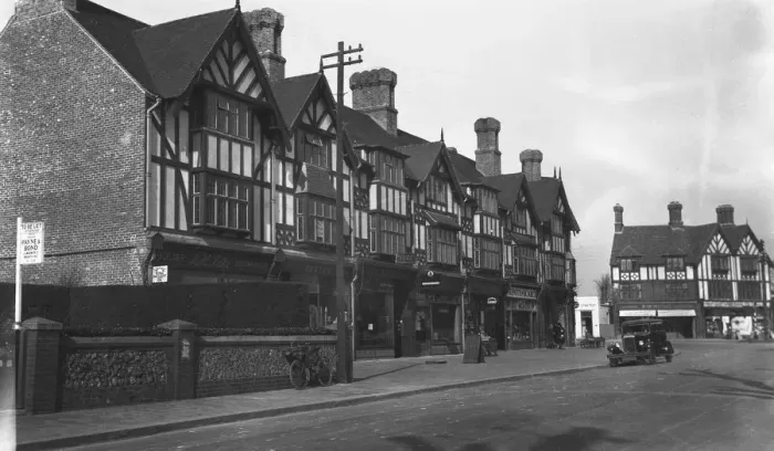 Framed Print : Buildings in the High Street of West Tarring, near Worthing, Sussex. 7 March 1931 Framed Print : Buildings in the High Street of West Tarring, near Worthing, Sussex. 7 March 1931