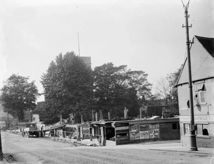 Framed Print : Buildings being pulled down in Dartford, Kent. 1936 Framed Print : Buildings being pulled down in Dartford, Kent. 1936