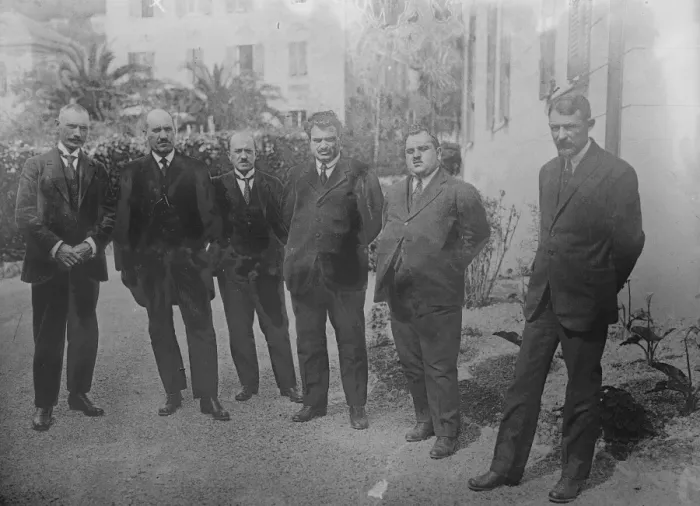 Framed Print : Bulgarian Delegation at Genoa Tourlakoff, Finance Minister ( second from left ) and Stambolisky