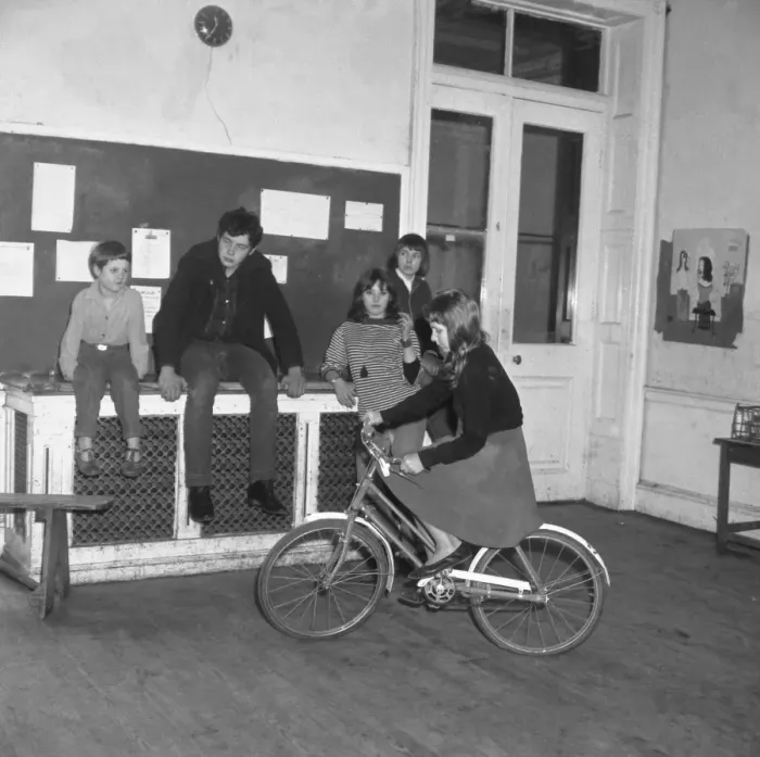 Framed Print : Burgess Hill, Sussex, England : Cycling in a classroom - one of the progressive Framed Print : Burgess Hill, Sussex, England : Cycling in a classroom - one of the progressive
