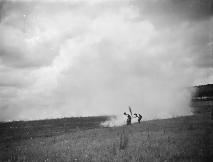 Framed Print : Burning grass in Otford. 1938