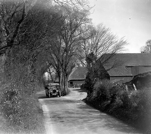 Bus on a country lane. 1934