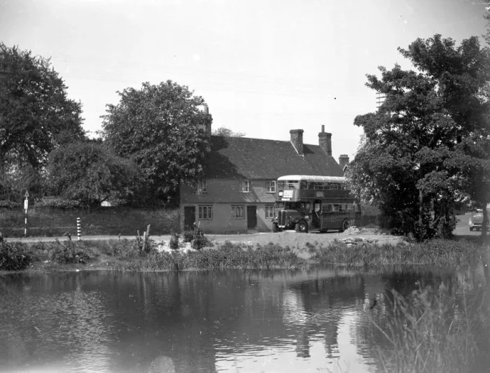 Framed Print : Bus Scene at Westerham, Kent. 1934 Framed Print : Bus Scene at Westerham, Kent. 1934