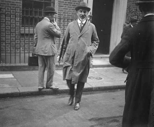 The cabinet meets after reverse at the polls. Lord Oliver leaving. 31 October 1924