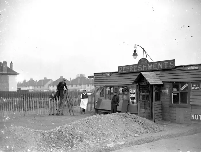 Framed Print : Cafe Fenced in Eltham, Kent. 30 October 1934