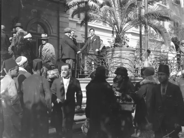 Framed Print : The Cairo Season. The famous terrace at the Shepheard Hotel, Cairo, full with guests Framed Print : The Cairo Season. The famous terrace at the Shepheard Hotel, Cairo, full with guests