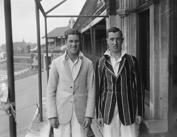 Framed Print : Cambridge University cricketer s. E F Longregg ( left ) and E T Killick. June 1928 Framed Print : Cambridge University cricketer s. E F Longregg ( left ) and E T Killick. June 1928