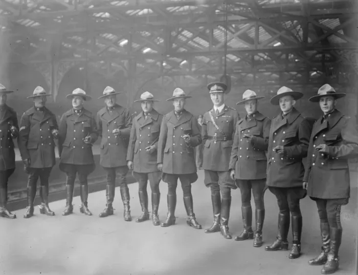 Framed Print : Canadian mounted police for Wembley. Inspector C H Smith ( centre ) and other members Framed Print : Canadian mounted police for Wembley. Inspector C H Smith ( centre ) and other members