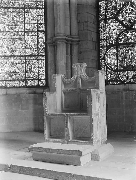 Canterbury Cathedral. The marble chair of St Augustine. 13 November 1928
