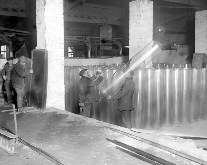 Framed Print : Capturing the Glass Trade at the Willesden Glass. Stack of cylinders waiting rolling Framed Print : Capturing the Glass Trade at the Willesden Glass. Stack of cylinders waiting rolling