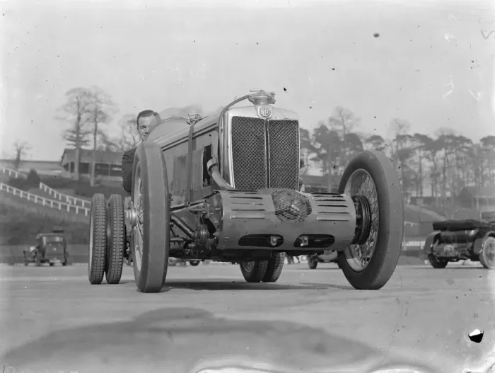 Framed Print : Car with double rear wheels for Brooklands mountain race. Mr D N Letts M G car Framed Print : Car with double rear wheels for Brooklands mountain race. Mr D N Letts M G car