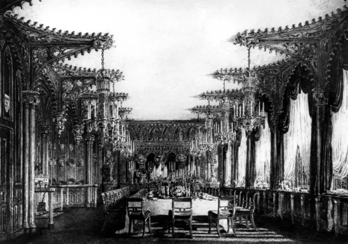 Framed Print : Carlton House The Gothic Room from W H Pines History of the Royal Residences 1819 Framed Print : Carlton House The Gothic Room from W H Pines History of the Royal Residences 1819
