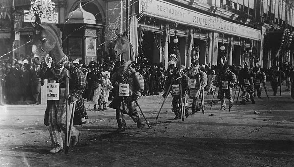 Carnival time at Nice. Some of the Big Heads in the procession. 27 January 1921