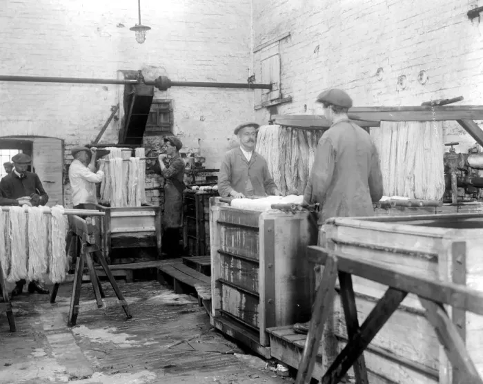 Framed Print : Carpet making at Wilton. Dyeing the wool. 1920