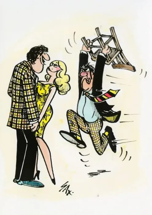 Framed Print : A cartoon by famous cartoonist Sax Framed Print : A cartoon by famous cartoonist Sax