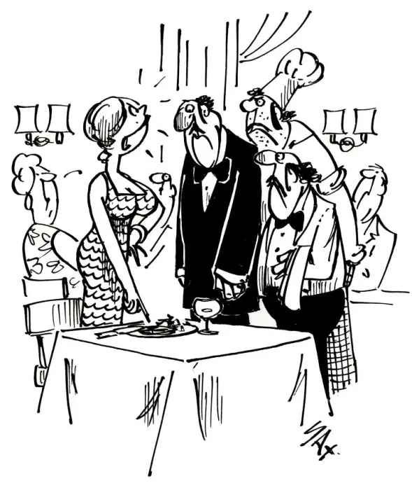 Framed Print : Cartoon by Sax Battle of the sexes You call this nouveau cuisine Usually paying Framed Print : Cartoon by Sax Battle of the sexes You call this nouveau cuisine Usually paying