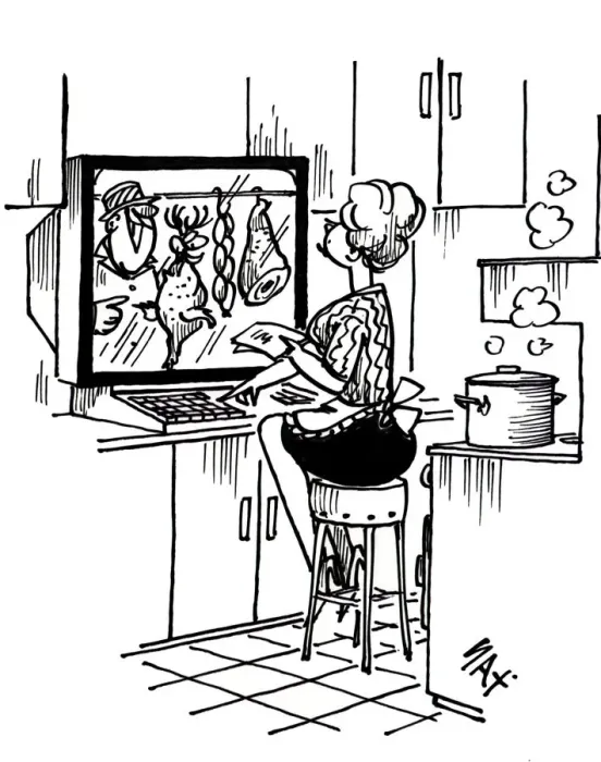 Framed Print : Cartoon by Sax The latest domestic appliance