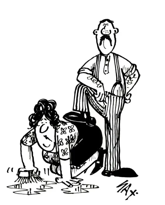 Framed Print : Cartoon by Sax Putting the foot down. What do you want? Can t you see I m busy Framed Print : Cartoon by Sax Putting the foot down. What do you want? Can t you see I m busy