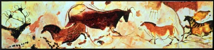 Framed Print : CAVE PAINTINGS Reconstruction of the prehistoric paintings of animals of one of Framed Print : CAVE PAINTINGS Reconstruction of the prehistoric paintings of animals of one of