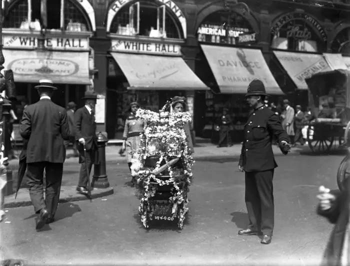 Framed Print : Celebrating Alexandra Rose Day The decorated bassinnette ( pram ). 24 June 1920 Framed Print : Celebrating Alexandra Rose Day The decorated bassinnette ( pram ). 24 June 1920