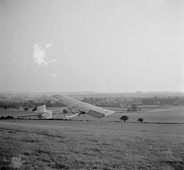 A Cessna CG-2 Glider as it takes off from a field in Lenham, Kent. 1936