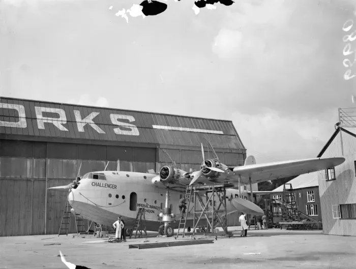 Framed Print : Challenger, latest flying-boat to be delivered from the Rochester works, ready Framed Print : Challenger, latest flying-boat to be delivered from the Rochester works, ready