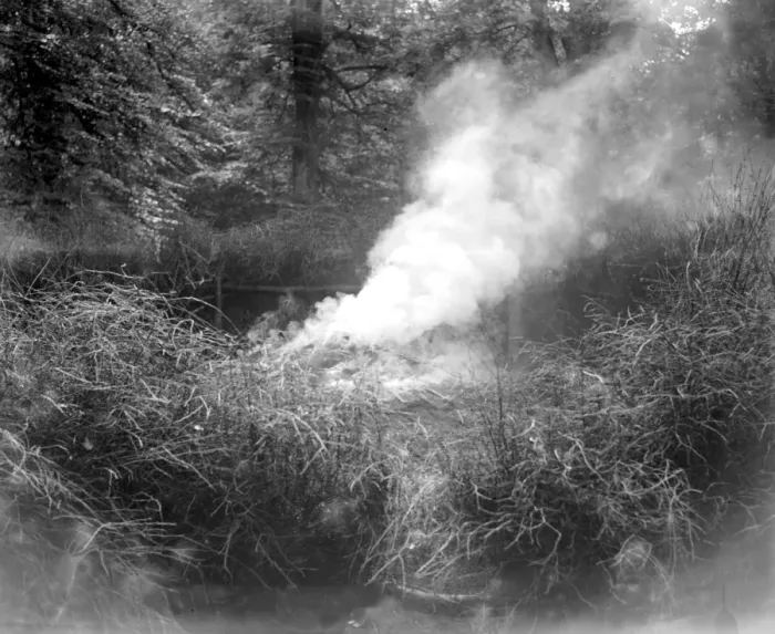 Framed Print : Charcoal burning for the trenches in the New Forest