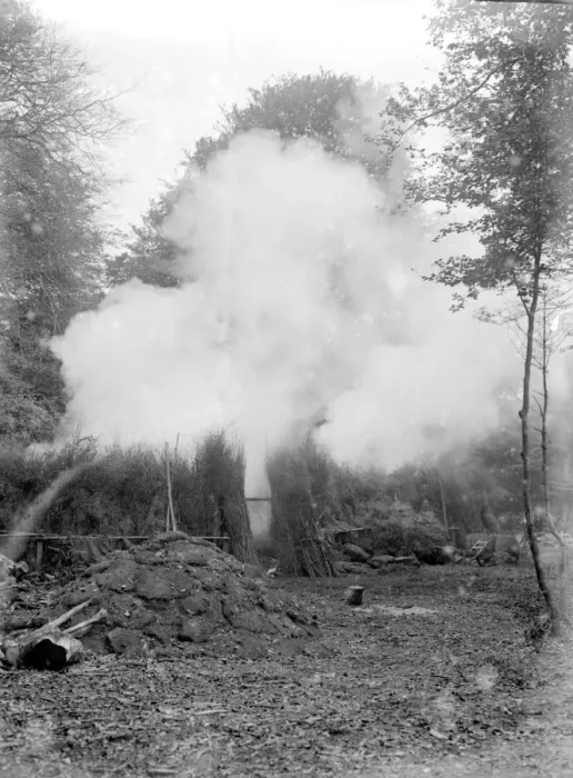 Framed Print : Charcoal burning for the trenches in the New Forest