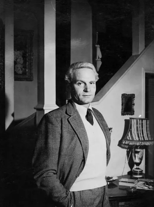 Framed Print : Charming study of Laurence Olivier, the actor, pictured in the London home today