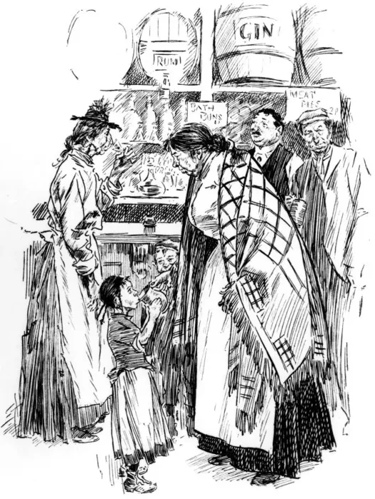 Framed Print : Child drinks from her mothers gin tankard in a London Gin house Framed Print : Child drinks from her mothers gin tankard in a London Gin house