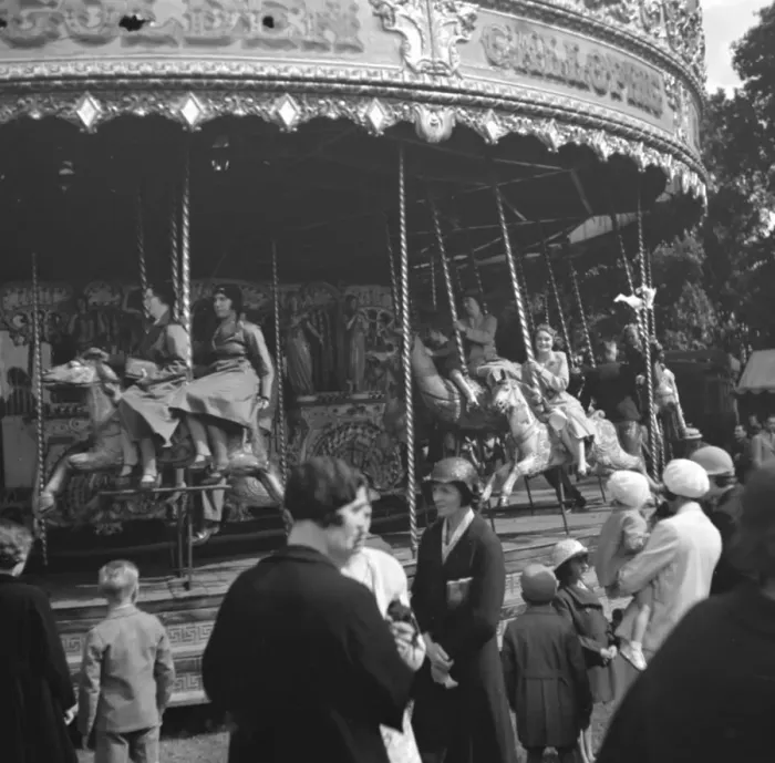 Framed Print : Children on the carousel at a fair in Blackfen, Kent. 1936 Framed Print : Children on the carousel at a fair in Blackfen, Kent. 1936