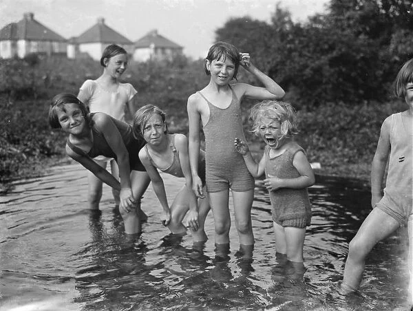 Children enjoying the paddling pool in St Mary Cray, Kent. 1936